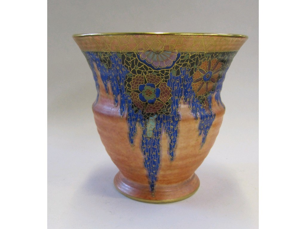 Appraisal: Crown Devon vase decorated in gilt and brightly coloured enamels