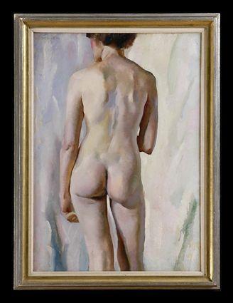 Appraisal: HENRIETTE WYETH - FEMALE NUDE Oil on canvas x in