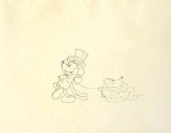 Appraisal: A Walt Disney animation drawing from Mickey s Gala Premiere