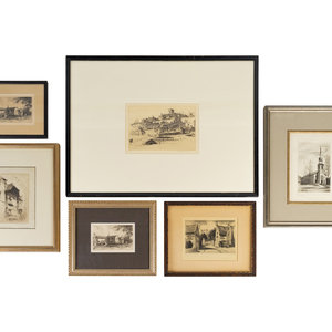 Appraisal: Six Framed Etchings by John Taylor Arms American - Largest