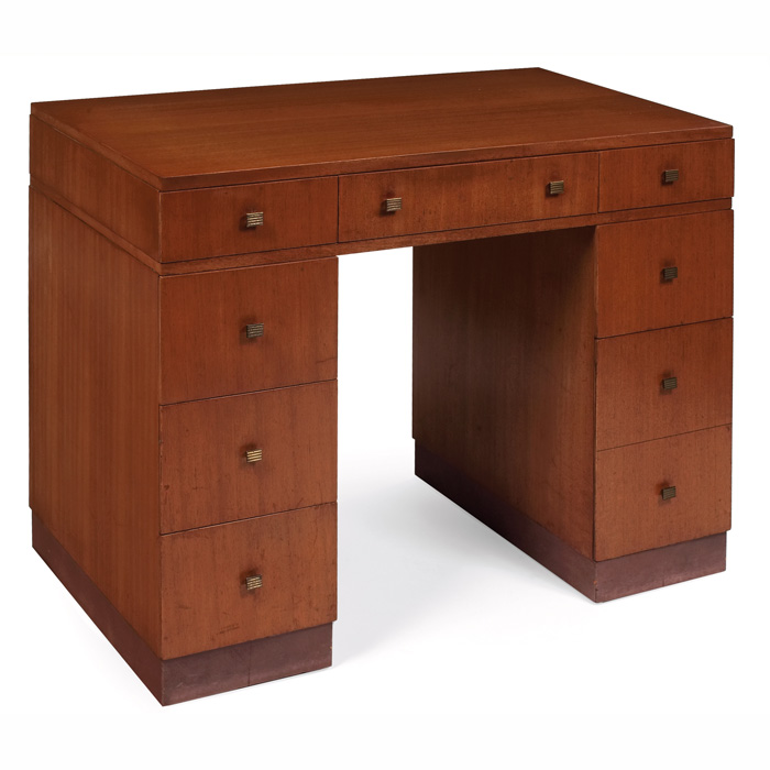 Appraisal: Edward Wormley desk by Dunbar s bleached mahogany double pedestal