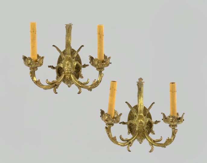 Appraisal: Pair of Napoleon III Gilt-Brass Two-Light Dragon Appliques third quarter