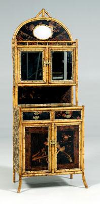 Appraisal: Victorian faux bamboo vanity bamboo with Japanese lacquer panels two