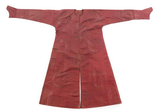 Appraisal: Sale Lot A Chinese Brown Damask Silk Riding Surcoat th