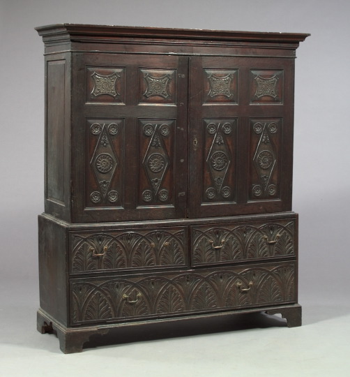 Appraisal: William and Mary-Style Oak Linen Press late th century in