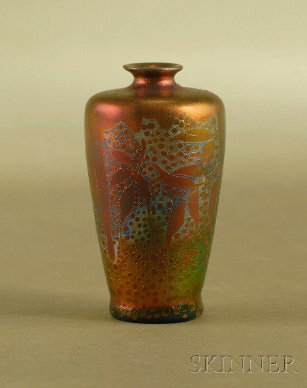 Appraisal: Miniature Clement Massier Iridescent Glazed Vase France late th century