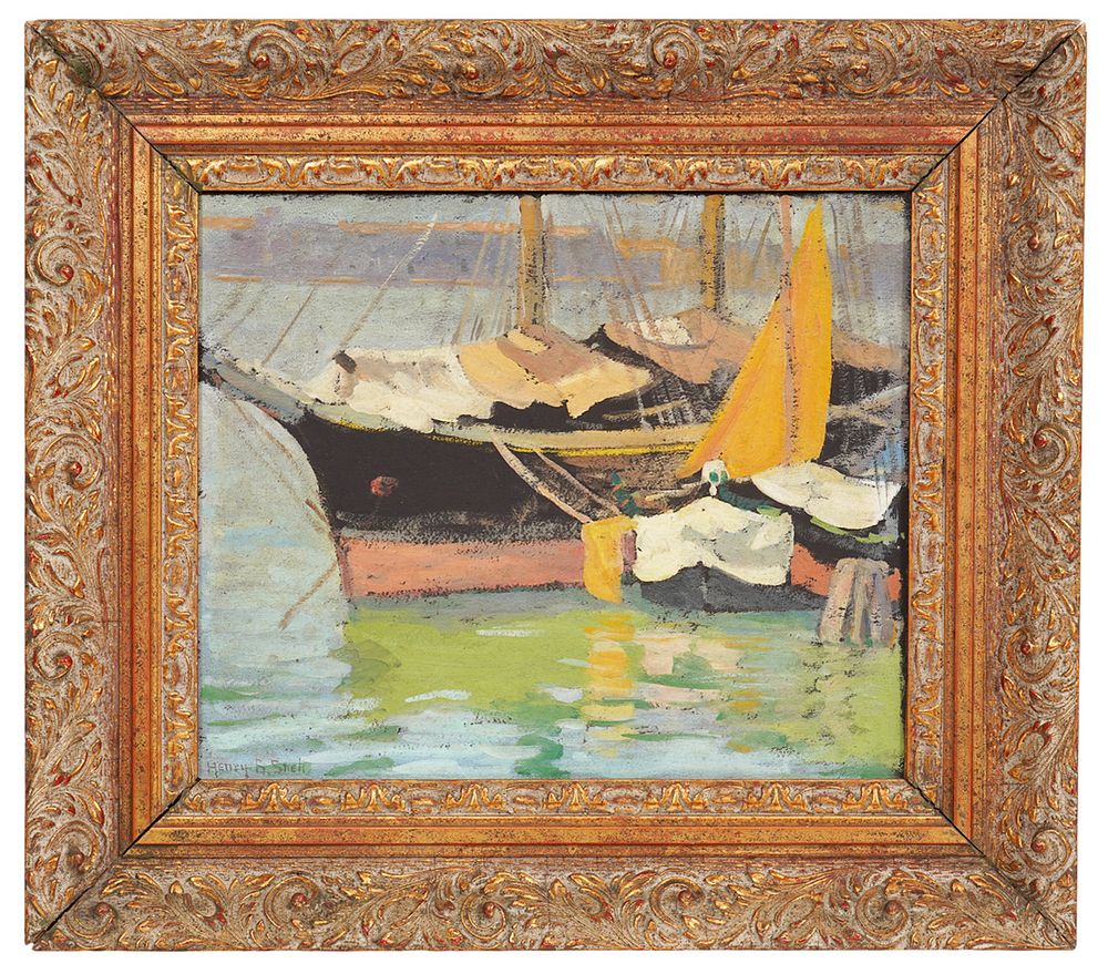 Appraisal: Henry Bayley Snell American Harbor Oil Painting Henry Bayley Snell