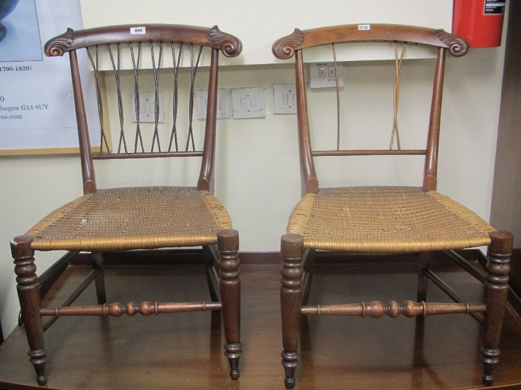 Appraisal: Pair of rush seated childs chairs