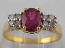 Appraisal: A yellow metal tests carat gold ruby and diamond ring