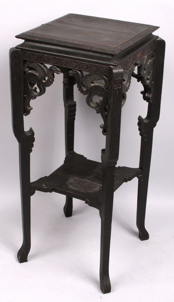 Appraisal: Chinese carved wood plant stand h x square One split