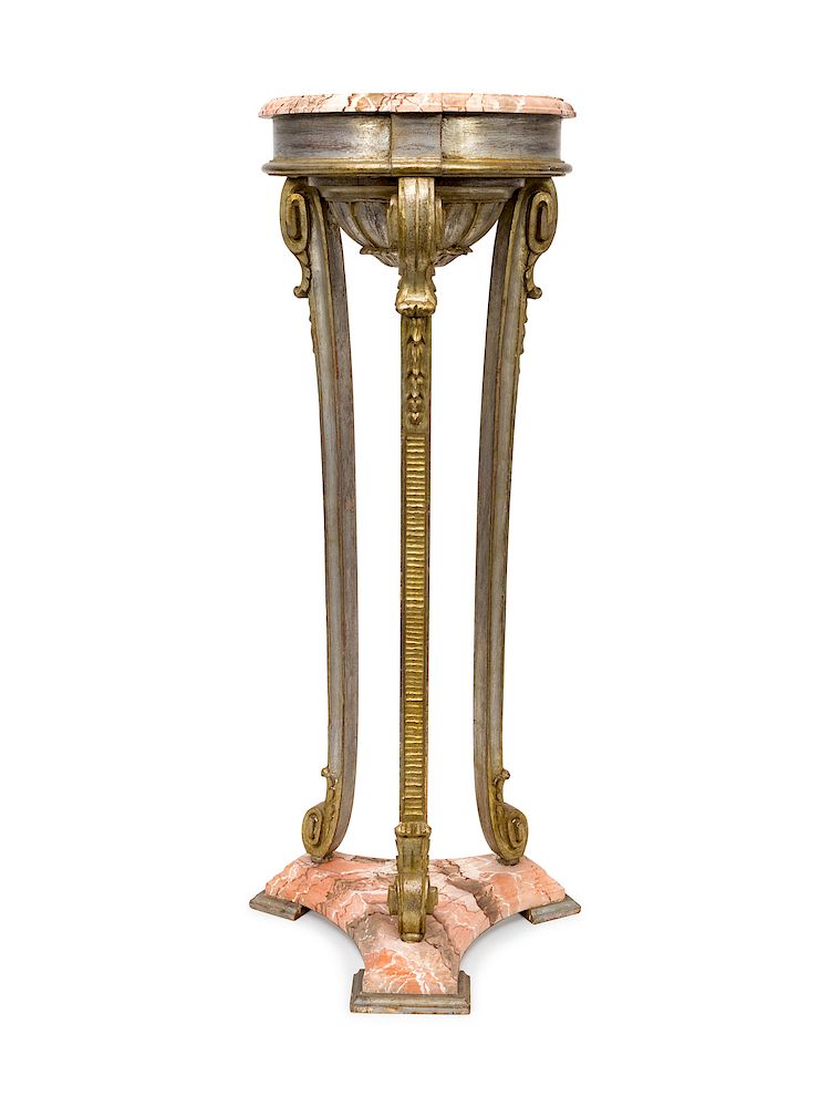 Appraisal: A Faux-Marble Painted and Carved Giltwood Jardiniere Stand TH CENTURY