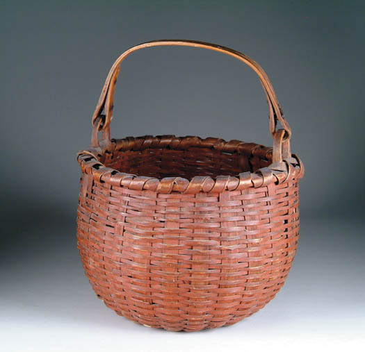 Appraisal: GOOD SWING HANDLED ROUND BASKET IN RED PAINT SIZE -