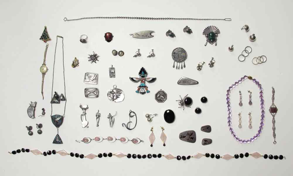 Appraisal: ESTATE LOT OF STERLING COSTUME JEWELRY To include Georg Jensen