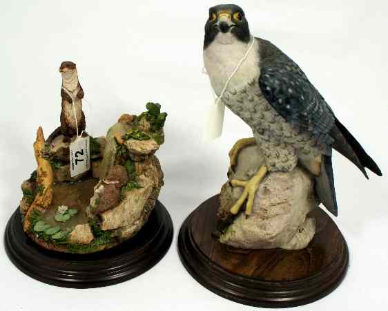 Appraisal: Country Artists Bird of Prey and Otters with Waterfall both