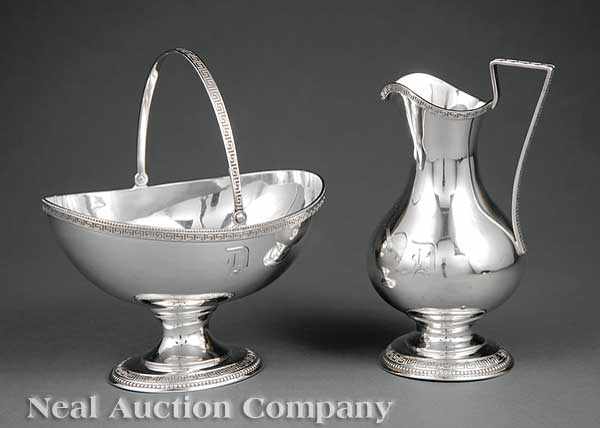 Appraisal: An Antique American Sterling Silver Sugar Basket and Cream Pitcher