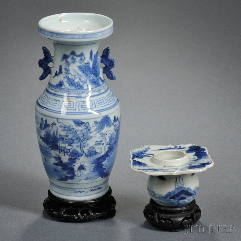 Appraisal: Two Blue and White Porcelain Vessels Japan th century a