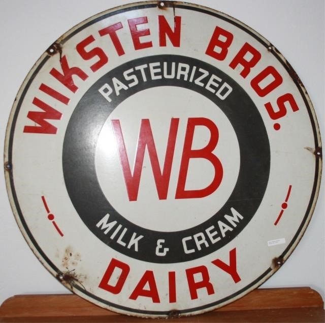 Appraisal: EARLY TH CENTURY WIKSTEN BROS DAIRY TINEMBOSSED LITHOGRAPH SIGN DIAMETER