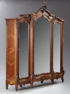 Appraisal: French Louis XV Style Carved Walnut Triple Door Ar French