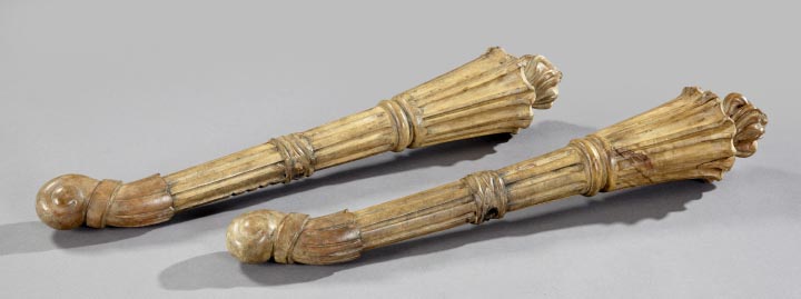 Appraisal: Pair of Italian Carved Fruitwood Flambeaux third quarter th century