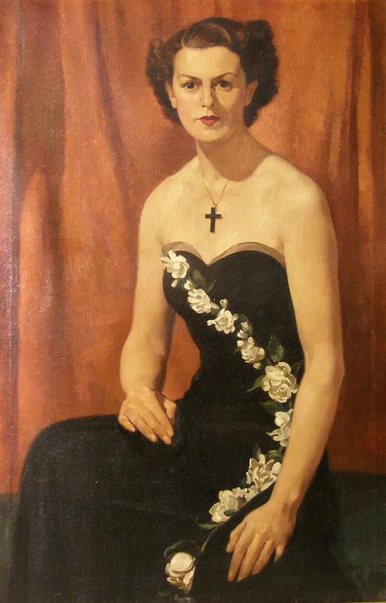 Appraisal: Joyce Platt three-quarter length portrait of a woman seated wearing