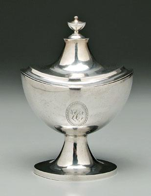 Appraisal: Coin silver sugar urn oval urn form urn finial marked