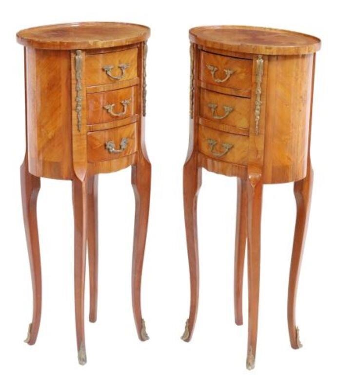 Appraisal: pair French Louis XV style matched veneer nightstands th c