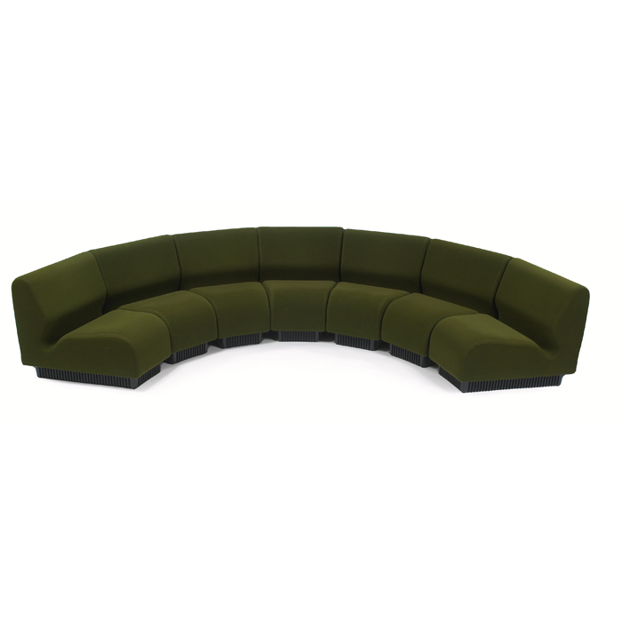 Appraisal: Don Chadwick Modular Seating seven pieces moss green fabric