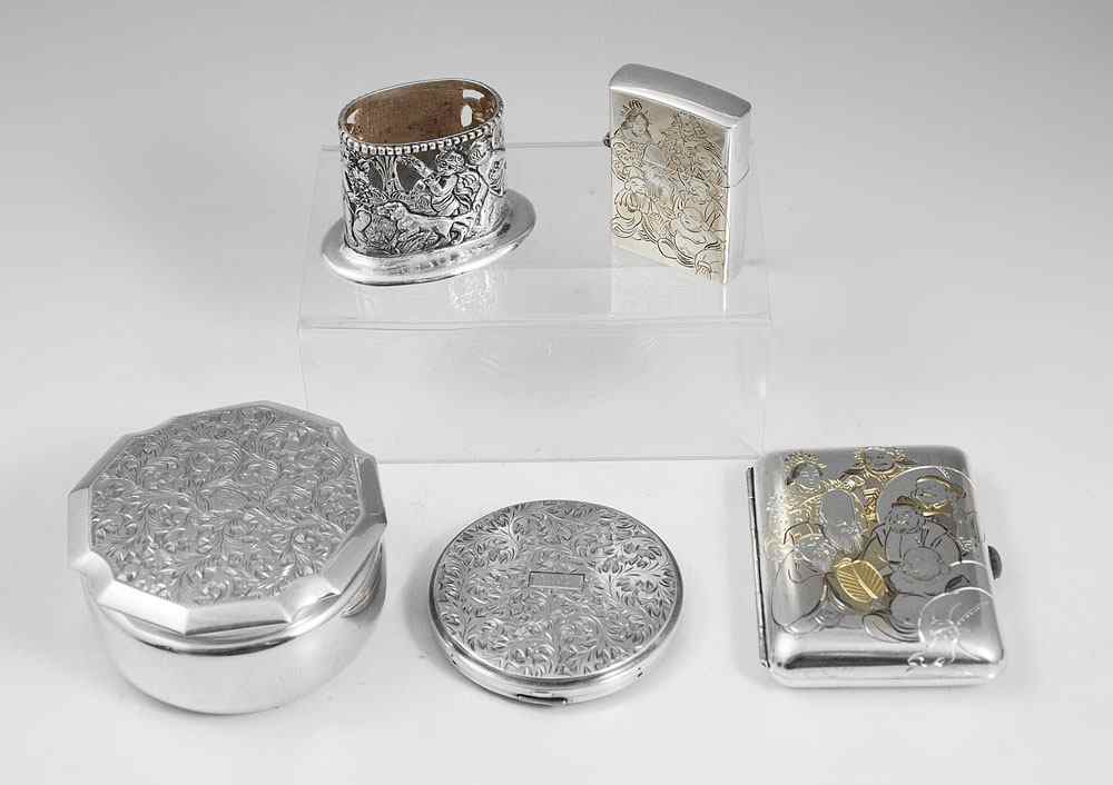 Appraisal: COLLECTION OF ESTATE STERLING SILVER VANITY ITEMS To include Sterling