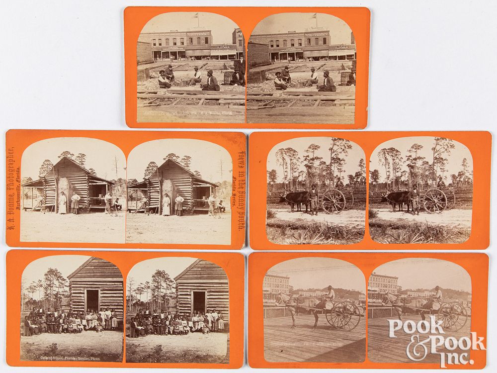 Appraisal: Five Black Americana stereoviews Five Black Americana stereoviews published by