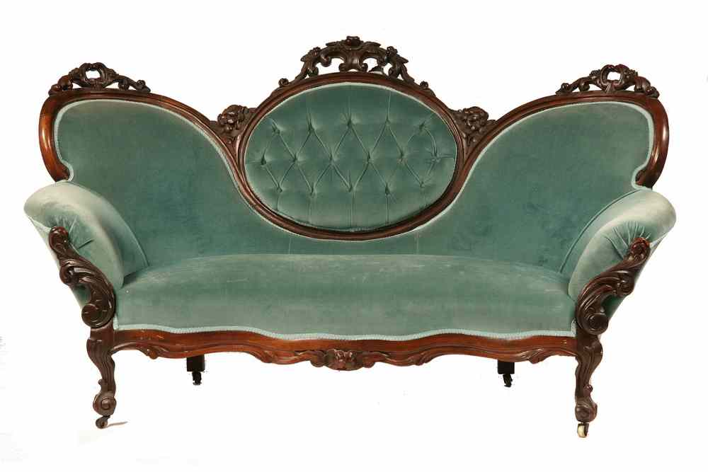 Appraisal: VICTORIAN SOFA - Victorian Oval Back Three-Seat Sofa with finger