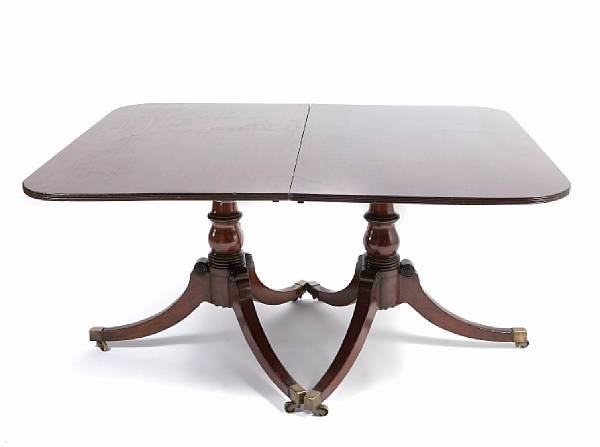 Appraisal: A Regency mahogany twin pedestal dining table early th century