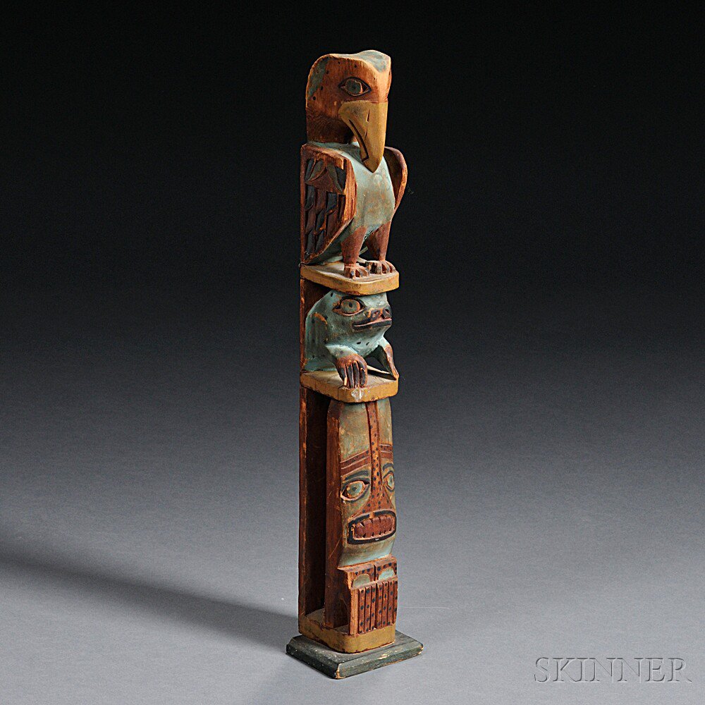 Appraisal: Northwest Coast Painted Model Totem Pole c minor wood loss