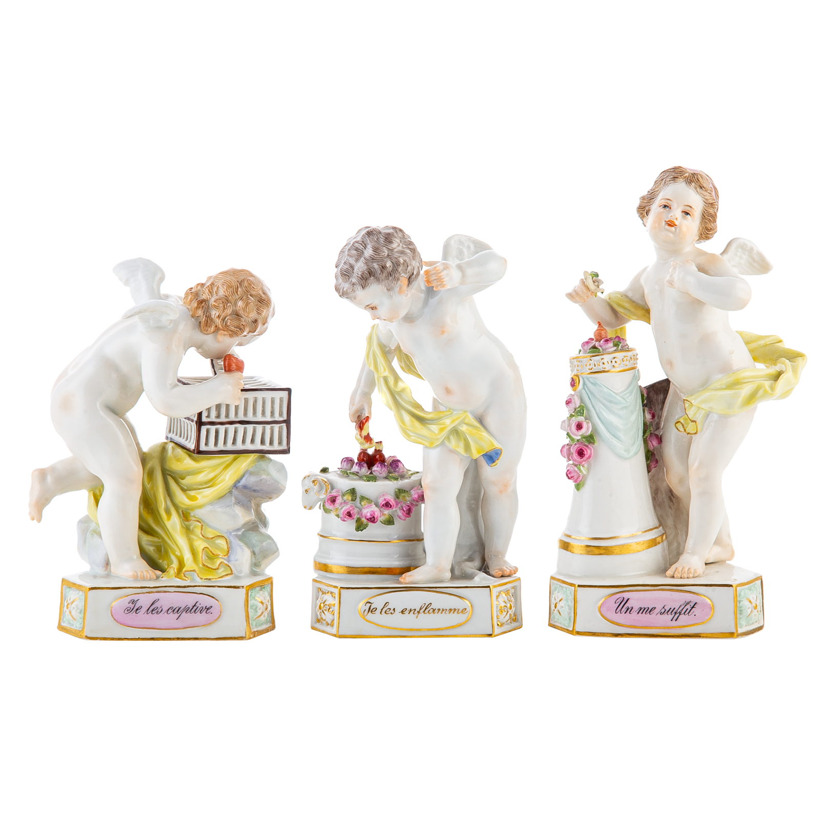 Appraisal: THREE MEISSEN PORCELAIN ALLEGORY OF LOVE FIGURES Early th century