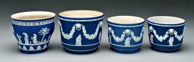 Appraisal: Four Wedgwood jasperware planters all with classical figures on matte