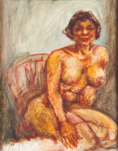 Appraisal: Dox Thrash American - Philadelphia Seated Nude Oil on canvas