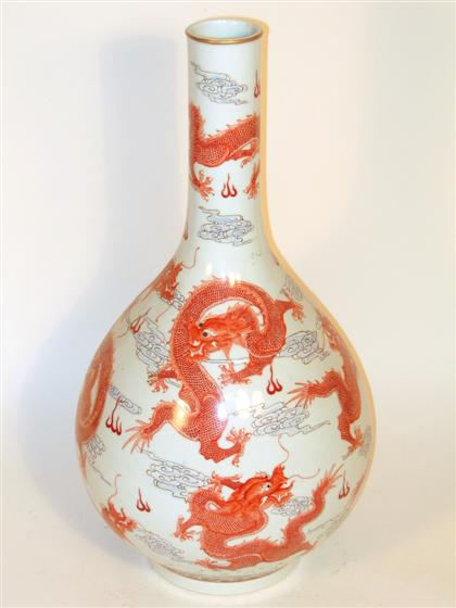 Appraisal: Chinese iron red and enamel decorated porcelain 'dragon' vase blue