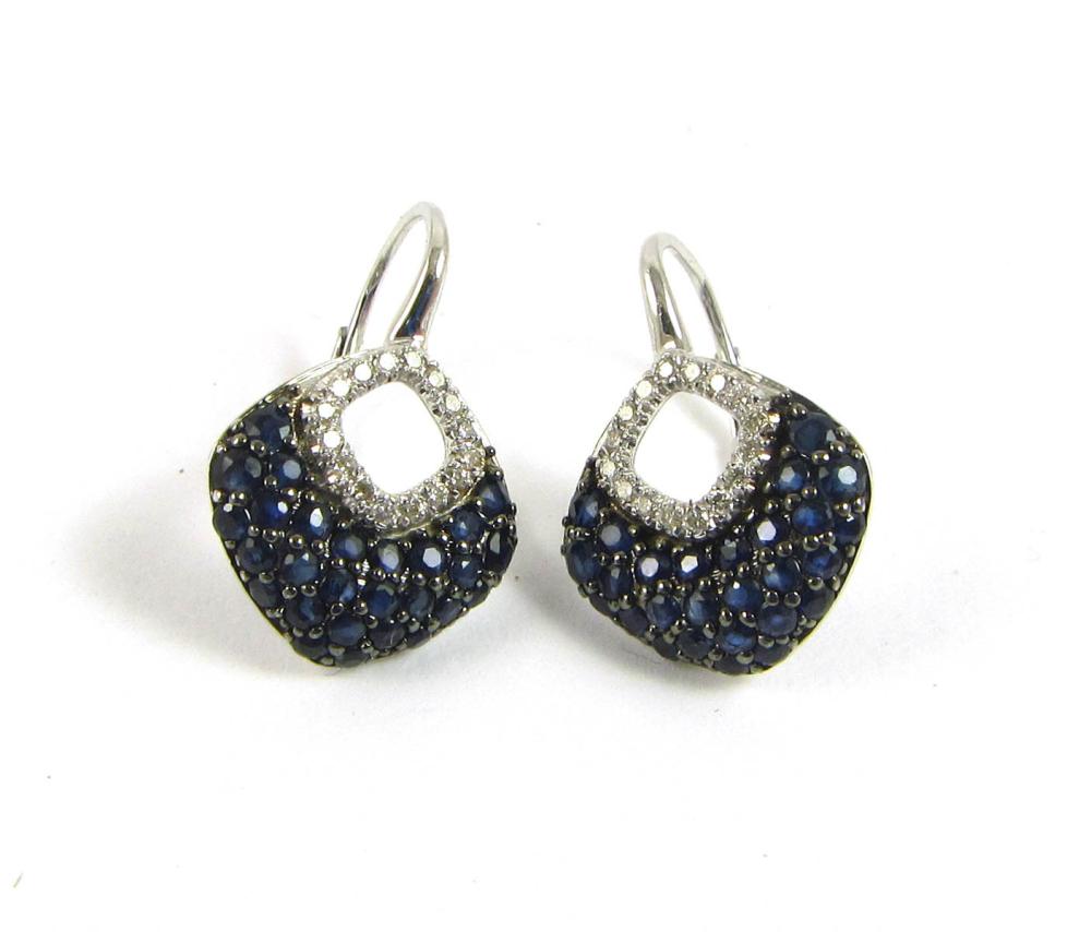 Appraisal: PAIR OF DIAMOND AND SAPPHIRE EARRINGS each k white gold