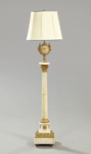 Appraisal: Gilt-Bronze-Mounted Onyx Columnar Floor Lamp ca of classical form the