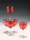 Appraisal: WINEGLASSES - 's Cranberry Colored Wineglasses with clear stem and