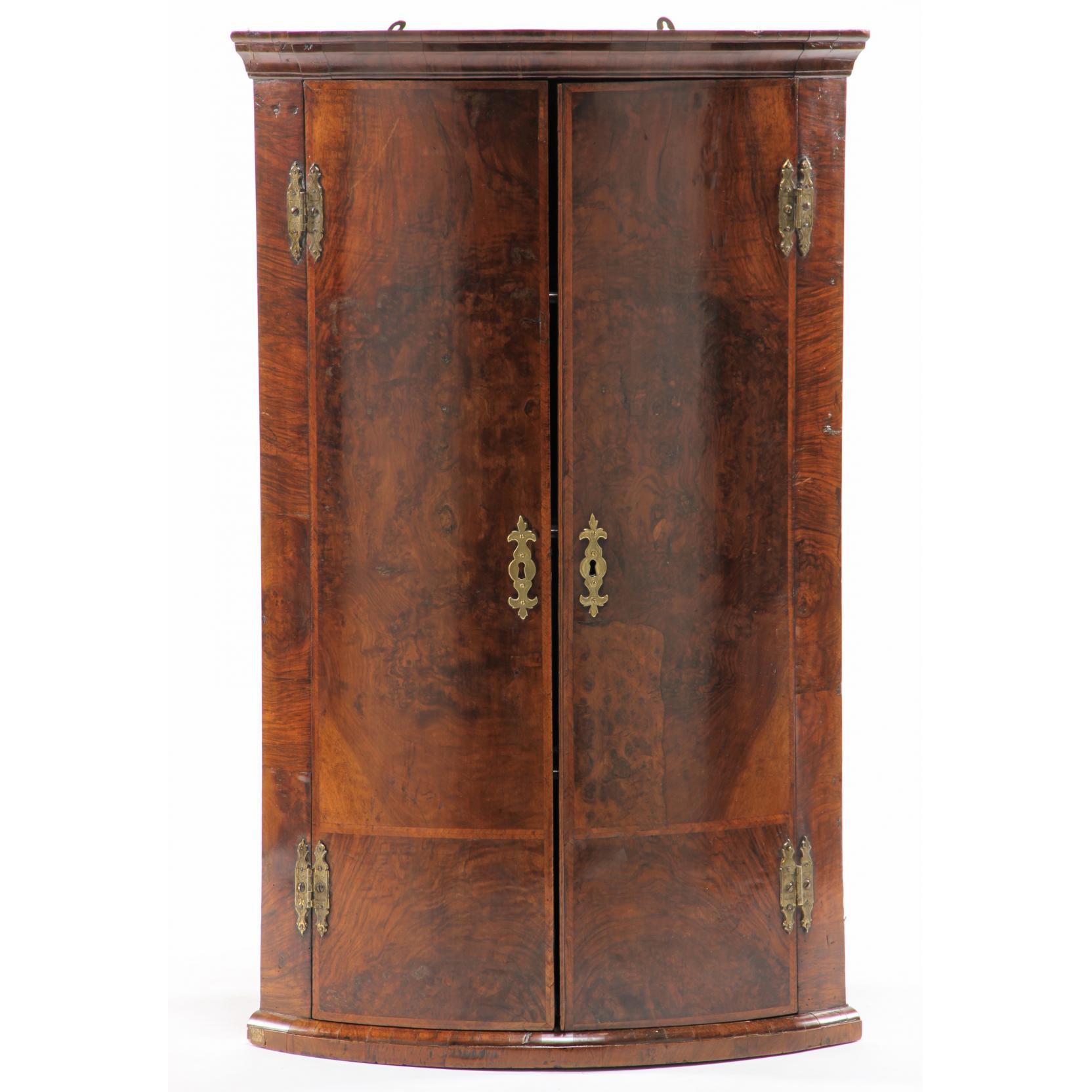 Appraisal: George III Inlaid Hanging Corner Cabinet late th century high