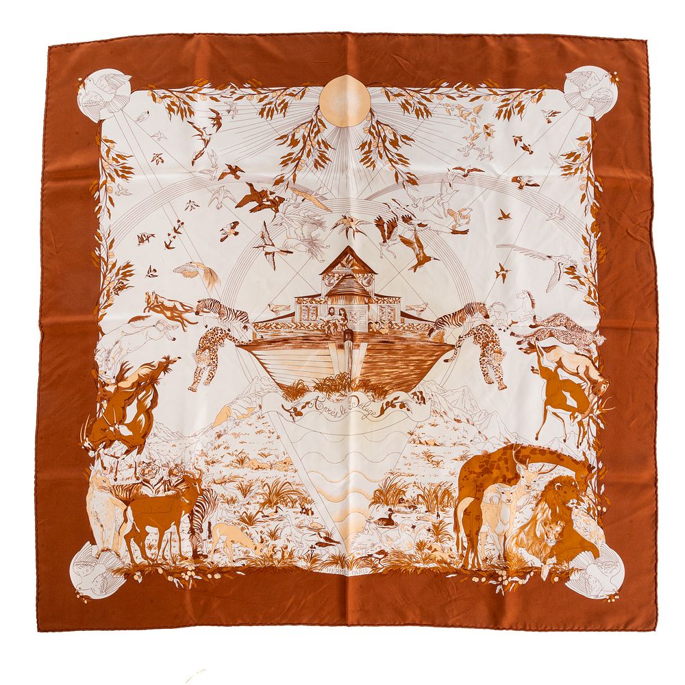 Appraisal: An Hermes Apres le Deluge Scarf Brown and multicolor Hermes