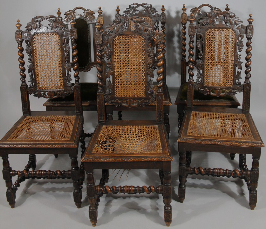 Appraisal: A harlequin set of six thC oak Carolean style chairs