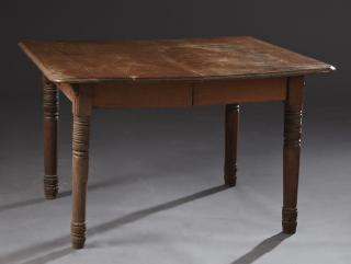 Appraisal: American Carved Walnut Dining Table th c the stepped square