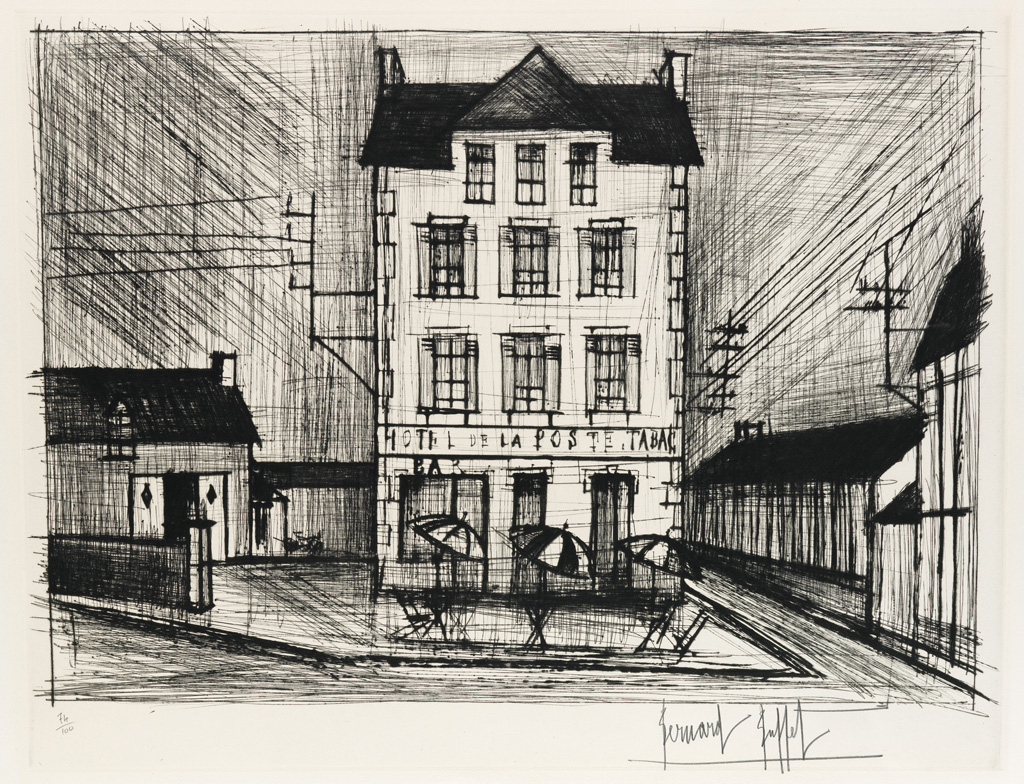 Appraisal: BERNARD BUFFET Hotel de la Poste Drypoint x mm x