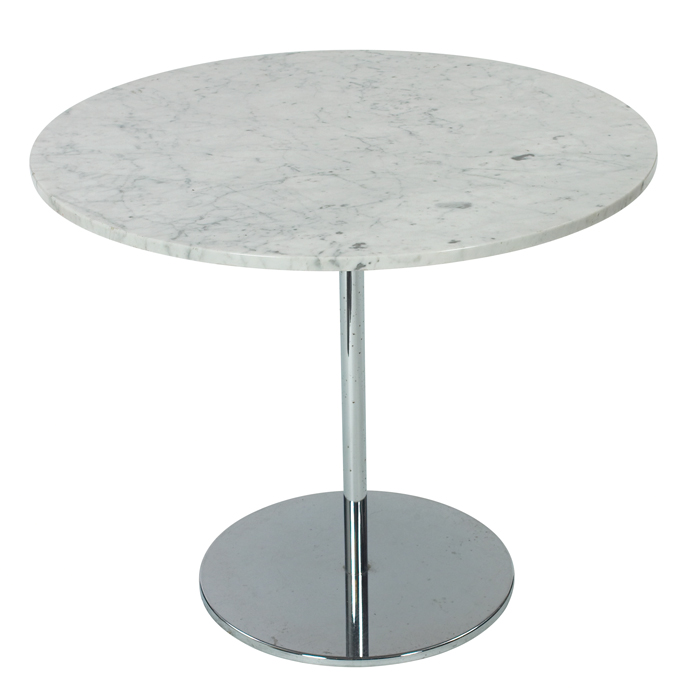 Appraisal: Hugh Acton dining table polished steel pedestal base supports the