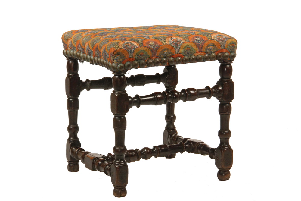 Appraisal: FRUITWOOD STOOL - William and Mary Style Fruitwood Stool The