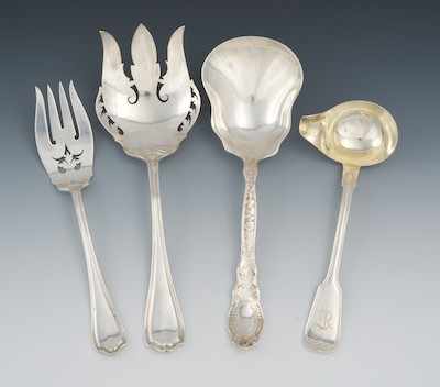 Appraisal: A Group of Sterling Silver Serving Pieces Containing two Reed