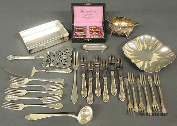 Appraisal: Group of Continental silver- forks dish slice etc