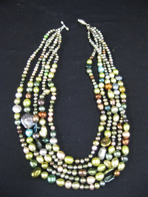 Appraisal: Pearl Necklace a rainbow of pearls in various shapes sizes