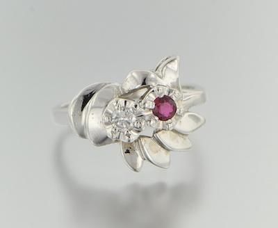 Appraisal: A Ladies' Ruby and Diamond Ring k white gold ring